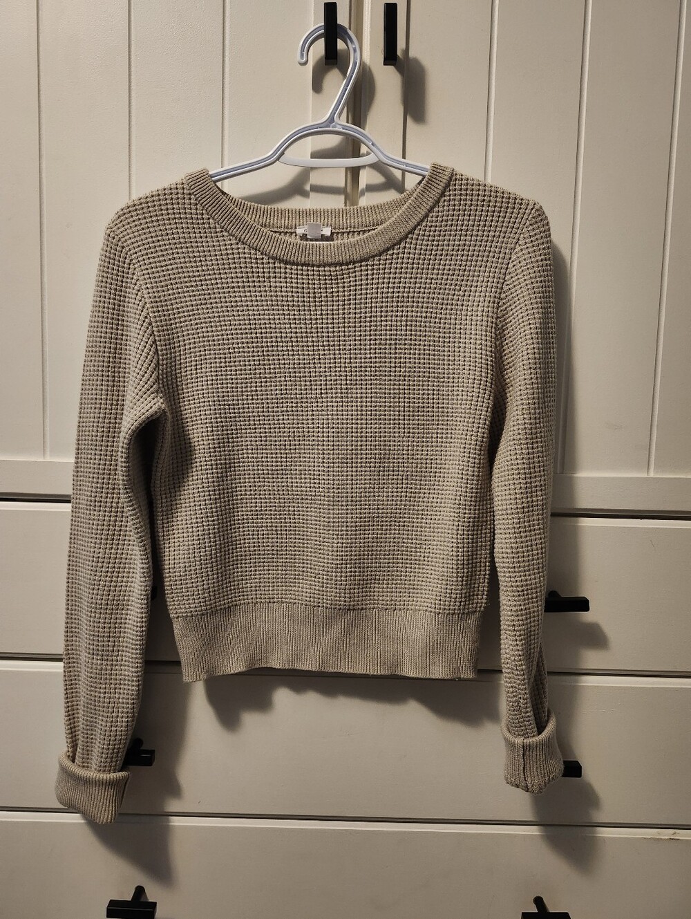 Garage Beige/tan Cropped Knit Sweater Sz S
